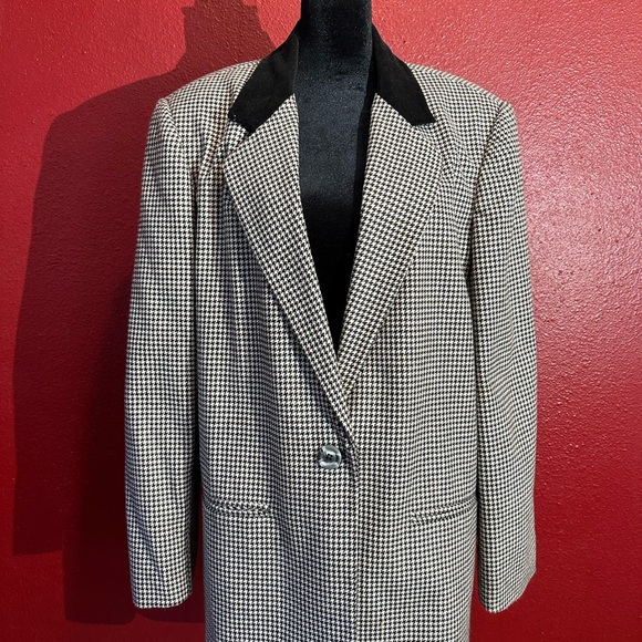 Prophecy Black And White Houndstooth Blazer, Size 12 - Picture 1 of 12